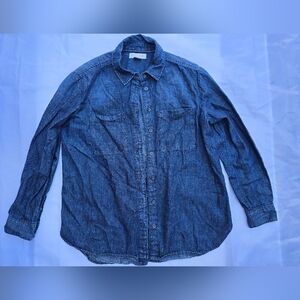 Anthropologie - Pilcro Blue Button-Up Shirt - overlap‎ back - Sz XSP - 165/84A